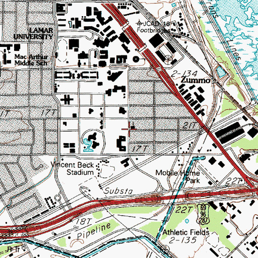 Topographic Map of Lamar Baptist Church, TX