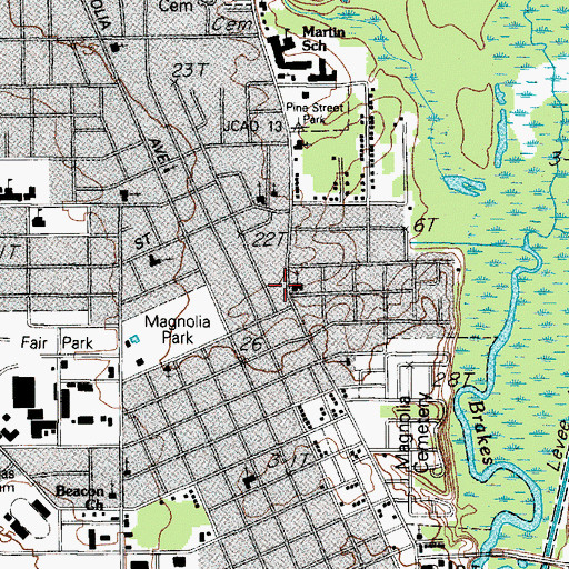 Topographic Map of Magnolia Baptist Church, TX