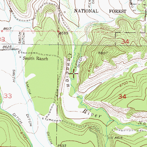 Topographic Map of Kermode Ditch, CO