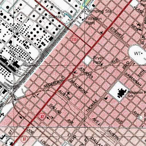 Topographic Map of Mount Moriah Baptist Church, TX