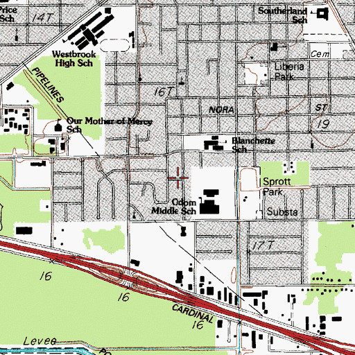 Topographic Map of New Booker Missionary Baptist Church, TX