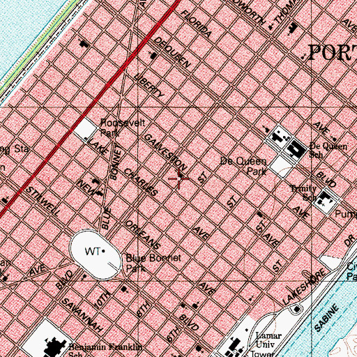 Topographic Map of New Life Missionary Baptist Church, TX