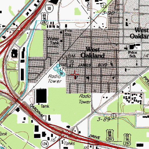 Topographic Map of New Light Baptist Church, TX