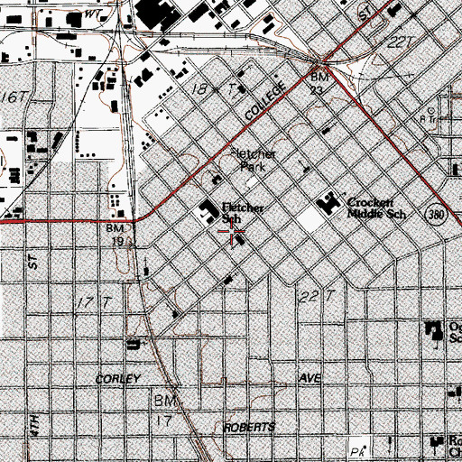 Topographic Map of Central Emmanuel Baptist Church, TX