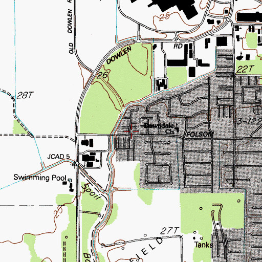 Topographic Map of Dawndale Baptist Church, TX