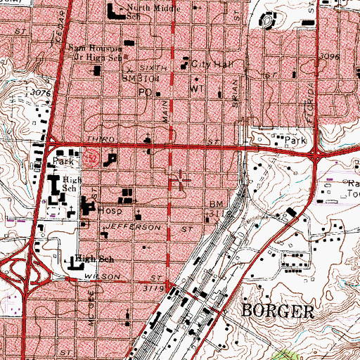 Topographic Map of Iglesia Pentecostal Unida Church, TX