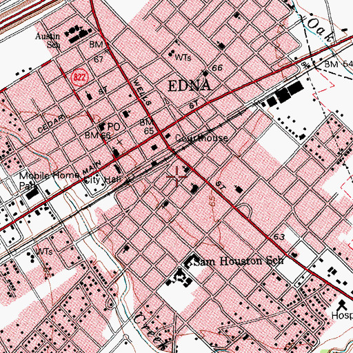 Topographic Map of First Baptist Church, TX