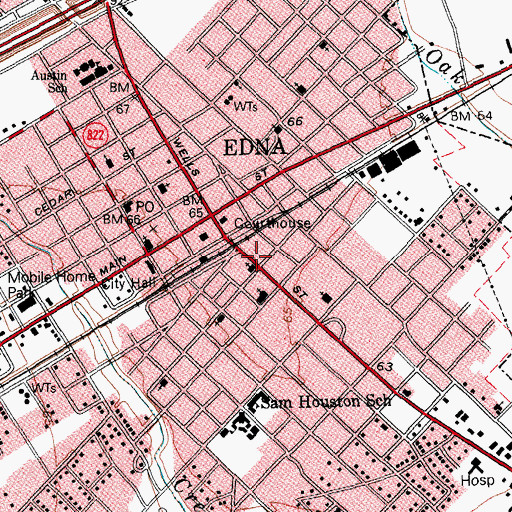 Topographic Map of Trinity Episcopal Church, TX