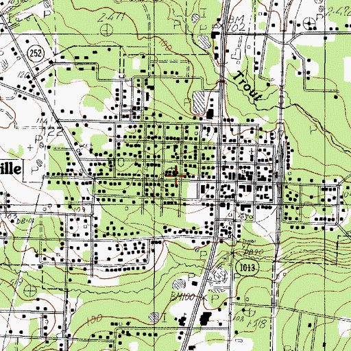 Topographic Map of First Baptist Church, TX