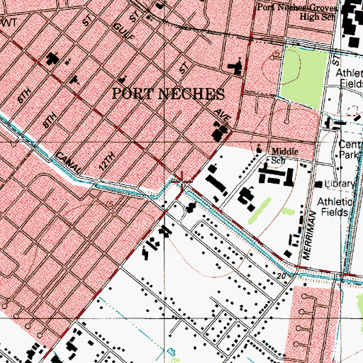 Topographic Map of Magnolia Assembly of God Church, TX