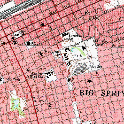 Topographic Map of Saint Marys Episcopal Church, TX