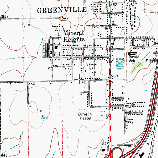 Topographic Map of Emmanuel Missionary Baptist Church, TX