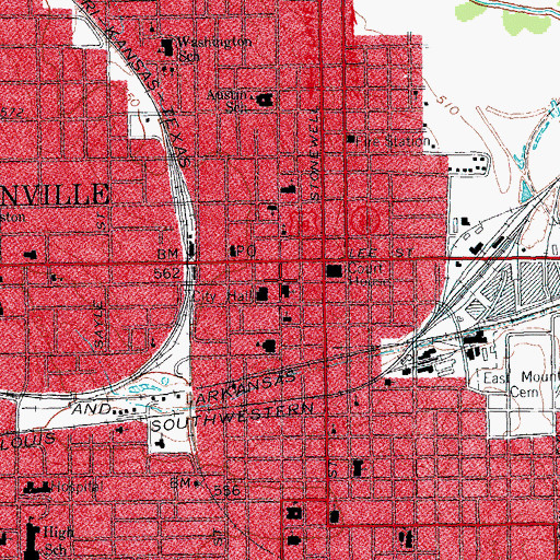 Topographic Map of First Baptist Church, TX