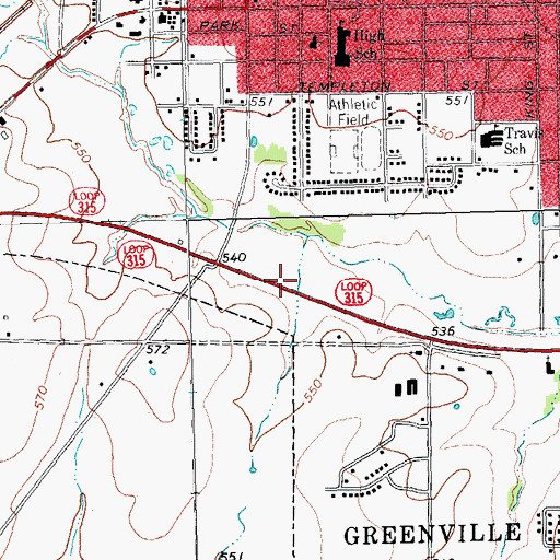 Topographic Map of Highland Terrace Baptist Church, TX