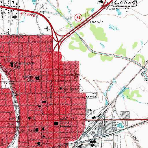 Topographic Map of Mount Zion Baptist Church, TX