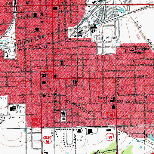 Topographic Map of Park Street Baptist Church, TX