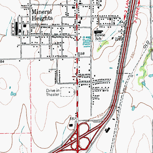 Topographic Map of Ridgecrest Baptist Church, TX