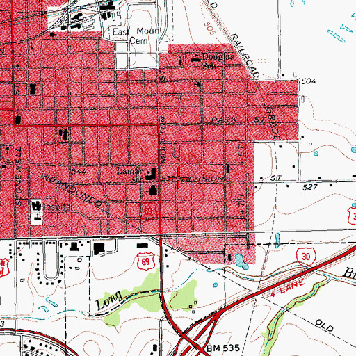 Topographic Map of Southside Baptist Church, TX