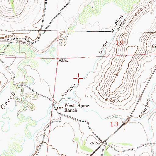 Topographic Map of Koping Ditch, CO