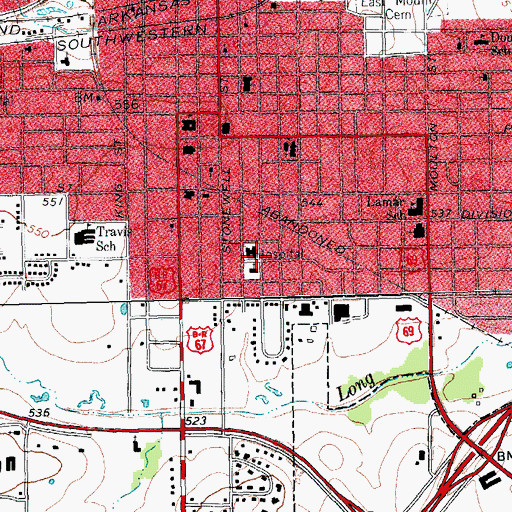 Topographic Map of Saint Williams Catholic Church, TX