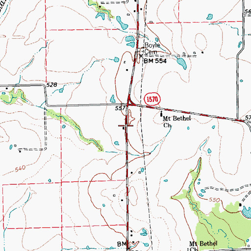 Topographic Map of Hillside Church of Christ, TX