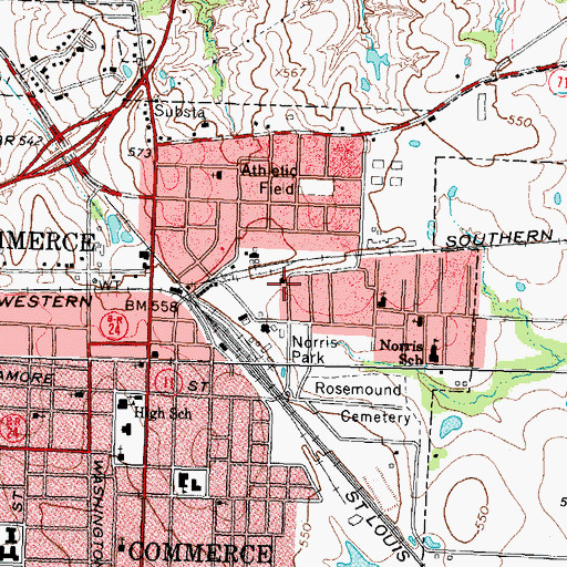 Topographic Map of Bethel Church of God in Christ, TX