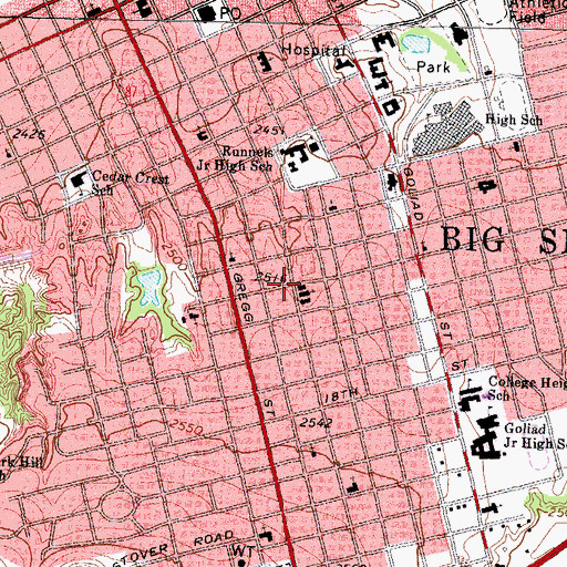 Topographic Map of Church of Christ 14th and Main, TX