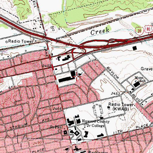 Topographic Map of College Park Church of God, TX
