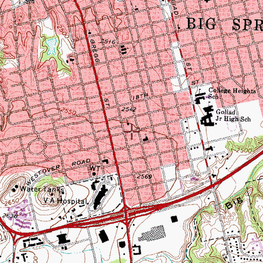 Topographic Map of First Church of God, TX