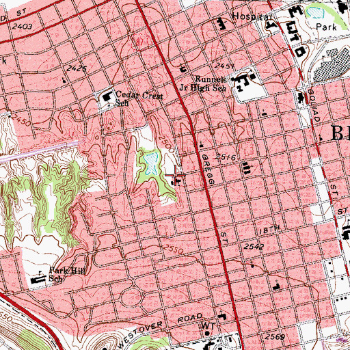 Topographic Map of First Church of the Nazarene, TX