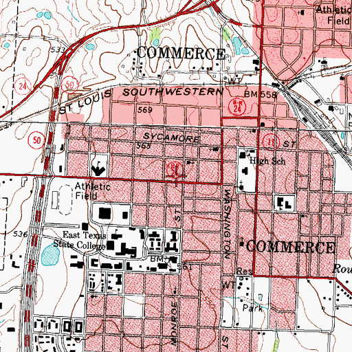 Topographic Map of Trinity Lutheran Church, TX