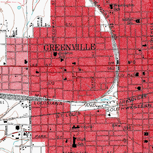 Topographic Map of First Pentecostal Church of God, TX