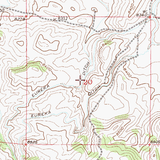 Topographic Map of Eureka Ditch, CO