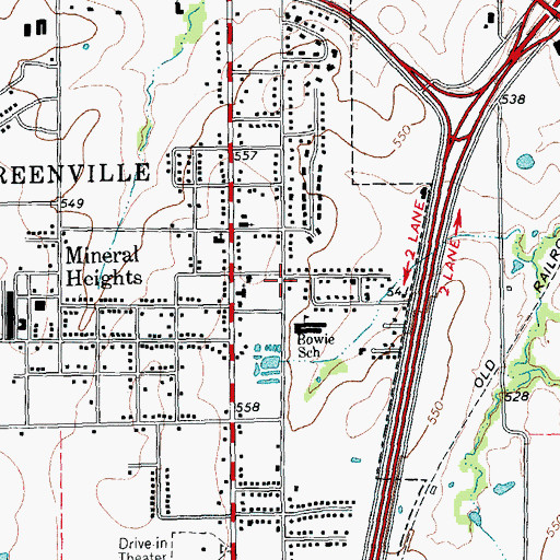 Topographic Map of First Presbyterian Church, TX