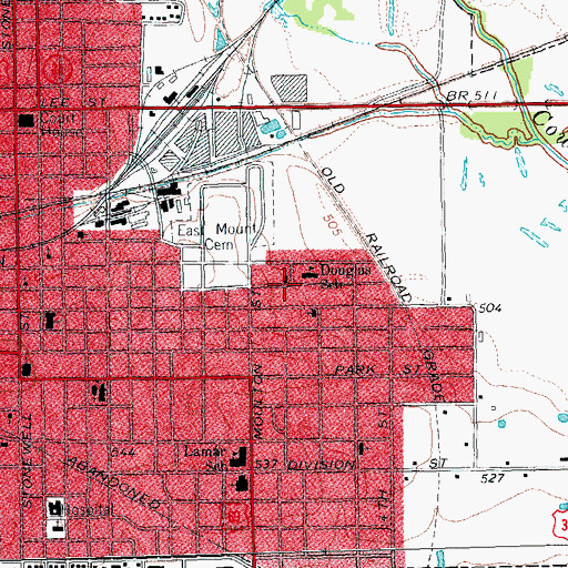 Topographic Map of Carter Temple Church, TX