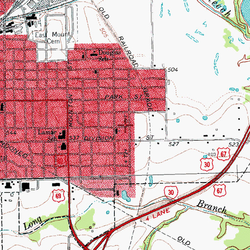 Topographic Map of House of Prayer Church, TX