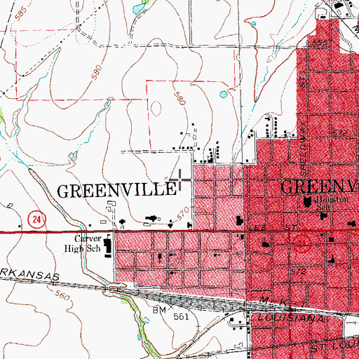 Topographic Map of Wesley Chapel Church, TX