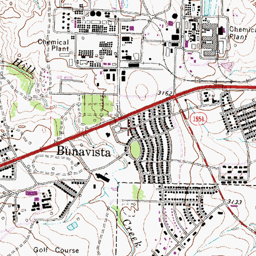Topographic Map of Bunavista Baptist Church, TX