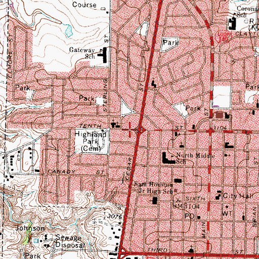 Topographic Map of Gateway Baptist Church, TX