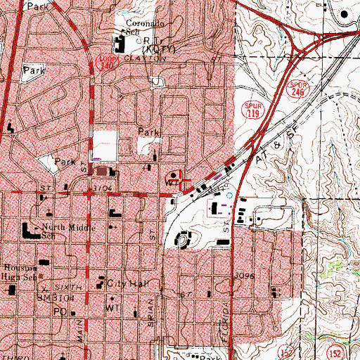 Topographic Map of Church of Christ, TX