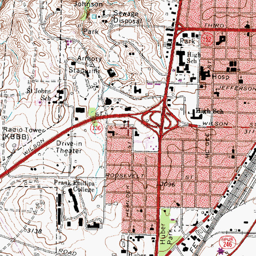 Topographic Map of Saint Peters Episcopal Church, TX