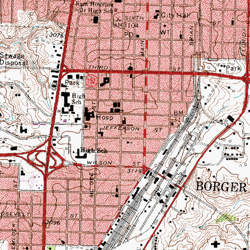 Topographic Map of Trinity Lutheran Church, TX