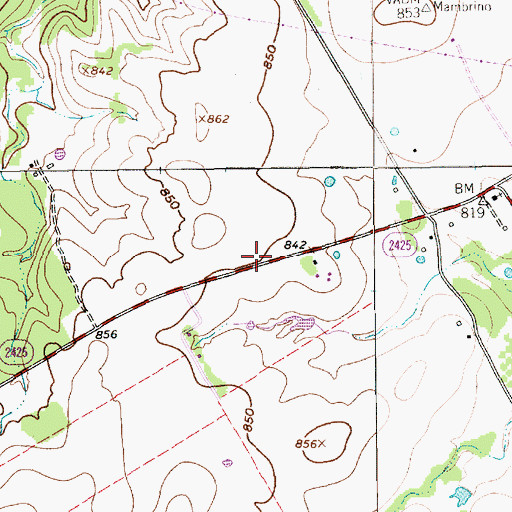 Topographic Map of Mambrino Baptist Church, TX