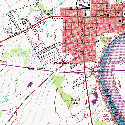 Topographic Map of Southside Baptist Church, TX