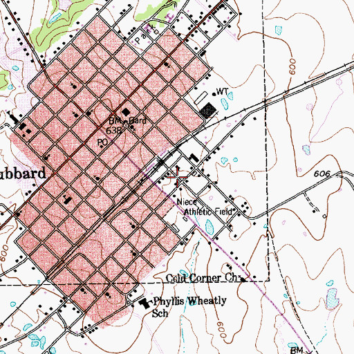 Topographic Map of First Church of God, TX
