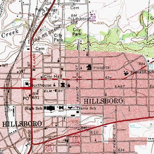 Topographic Map of Saint Marys Episcopal Church, TX