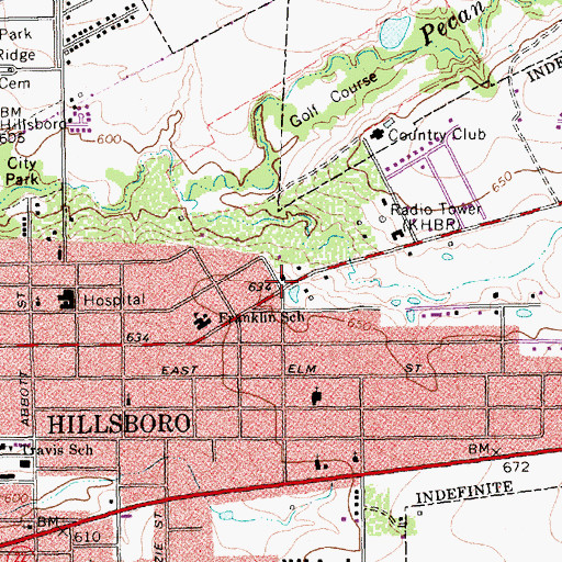 Topographic Map of First Presbyterian Church, TX