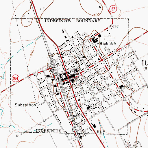 Topographic Map of First Presbyterian Church of Itasca, TX