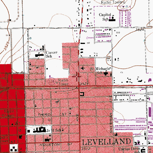 Topographic Map of College Avenue Baptist Church, TX