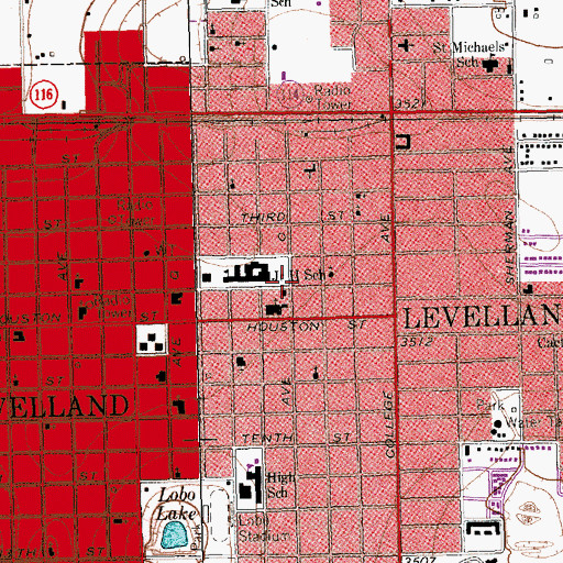 Topographic Map of First Baptist Church, TX